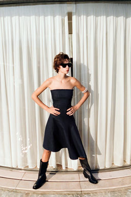 TRF ASYMMETRIC DENIM DRESS