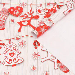 Бумага упаковочная глянцевая Рождественская гирлянда, 70 х 100 см,1 лист