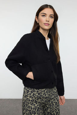 TRENDYOLMILLA Siyah Regular Kal?p Kase Ceket Mont TWOAW25MO00321  фото 6