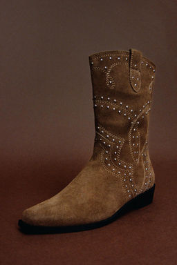 SUEDE COWBOY BOOTS WITH STUDS