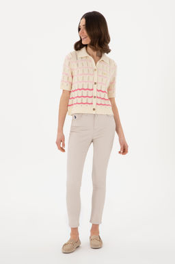 Kad_n Bej Toothpick Fit Kanvas Pantolon