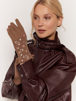 Перчатки женские флис LB-CP-290 brown Перчатки женские флис LB-CP-290 brown