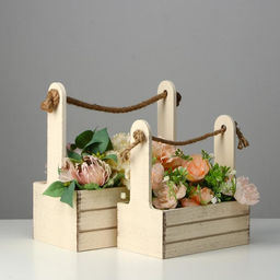 Набор кашпо деревянных 2 в 1 (25.51530; 201223) Прованс, бежевый