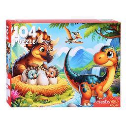 Пазлы 104 "Дружные динозавры"