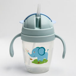 Поильник с силиконовой трубочкой 200 мл., с ручками, цвет МИКС - Simaland фото 3