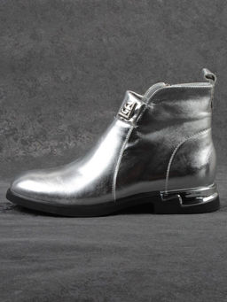 01-B48B-87C GREY/SILVER Ботинки демисезонные женские (натуральная кожа, байка)