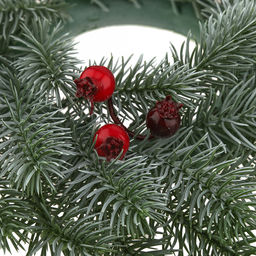 Декоративный венок "Елка с ягодой" д29см, малый, пластик, зеленый патина (Россия)