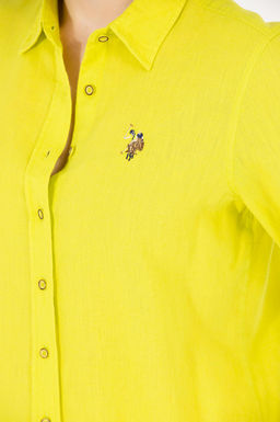 Женская неоново-зеленая рубашка с длинным рукавом, базовая - U.s. polo assn фото 7