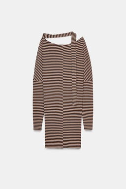 VESTIDO RAYAS CINTUR?N / Marr?n / Crudo - Zara фото 3