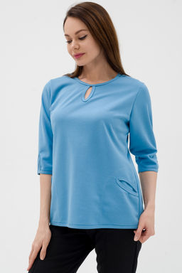 Кофта женская из коттон фита Анфиса небесный макси