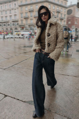 FAUX FUR JACKET WITH TOGGLES