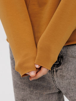 Женский лонгслив из футера 2-х нитки Lingeamo горчичный ВК-25 (58) фото 9