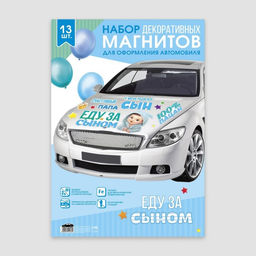 Набор магнитов на авто «Еду за сыном», на выписку, 42 см × 29.7 см