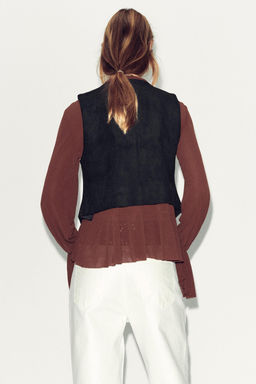 FAUX SUEDE WAISTCOAT WITH BEADED EMBROIDERY - Zara фото 4