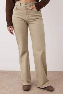 TRENDYOLMILLA Cok Renkli Leopar Desenli Kahverengi Yuksek Bel Wide Leg Jeans TWOAW25JE00309  фото 12