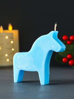 Цена за 2 шт. Декоративная свеча новогодняя «Лошадка», 95×105 мм, голубой
