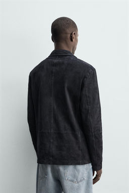 BLAZER REGULAR FIT PIEL ANTE / Marino oscuro - Zara фото 3