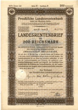 Облигация 4,5% 200 рейхсмарок 1937 года Германия