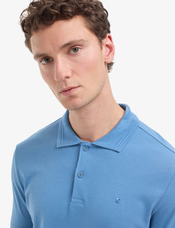 Koyu Mavi Regular Fit %100 Pamuk K_vr_lmaz D__meli Polo Yaka Basic Ti__rt