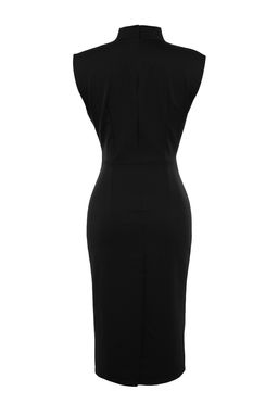 TRENDYOLMILLA Bordo Vucuda Oturan Dik Yaka Midi Kalem Etek Dokuma Elbise TWOAW20EL0311  фото 49