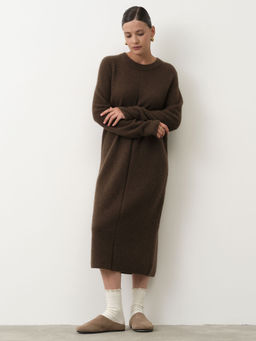 Платье из пуха яка 13087 коричневое