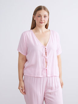 V Yaka ?izgili Kad?n Pijama Tak?m?