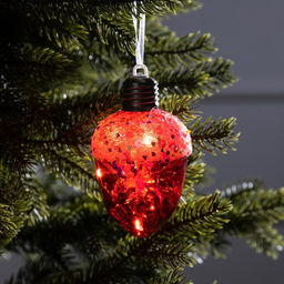 Ёлочный шар Жёлудь красный, 12х7 см, 4 LED, от батареек, свечение тёплое белое - Luazon lighting фото 6