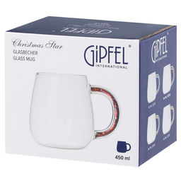 52753 GIPFEL Кружка CHRISTMAS STAR 450 мл, с декоративным наполнителем. Материал: боросиликатное стекло, ПЭТ. Цвет наполнителя: красный