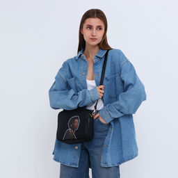 Сумка женская на молнии TEXTURA 22×8×17 см, чёрная