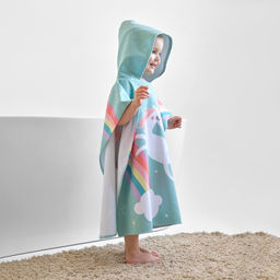 Полотенце-пончо детское махровое Крошка Я Единорог 60х120 см, 50% хл, 50% пэ  фото 3