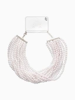 Чокер-бусы многослойный «Жемчужная императрица», 12 рядов, №6, L=30 см+10 см, белый в серебре