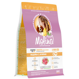 MOLINA, Сухой корм с инд и ягн для щенков и молод.собак мелк.пород, PUPPY&JUNIOR MINI,0.8 кг,1060833