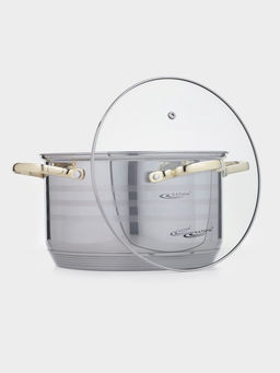 Кастрюля Катунь «ЭЛИС ГОЛД», 5.5 л, 24×13.5 см, стеклянная крышка, нержавеющая сталь, ручки золотистые