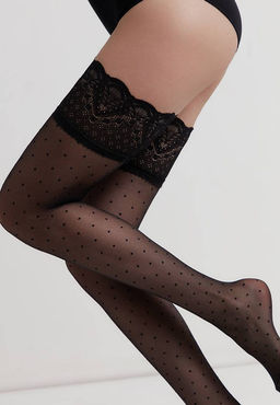 Чулки CONTE Чулки в горошек с ажурной резинкой HAPPY nero  фото 2