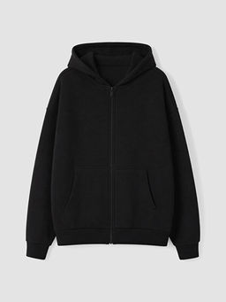 Kap??onlu Kal?n K?z ?ocuk Fermuarl? Sweatshirt