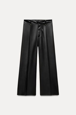 ZW COLLECTION LEATHER EFFECT WIDE LEG TROUSERS - Zara фото 7