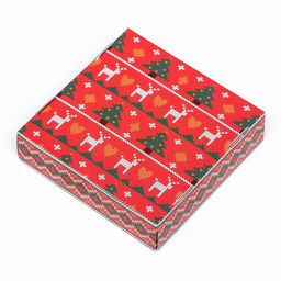 Подарочная коробка сборная с окном Новогодний орнамент, 11,5 х 11,5 х 3 см - UPAK LAND фото 8