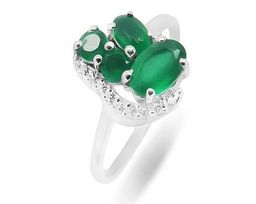 Кольцо из серебра зеленый агат, Джанис
