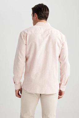Рубашка обычного кроя с длинными рукавами из смесового льна - Defacto фото 8