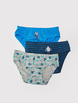 Bask?l? Pamuklu Erkek ?ocuk K?lot 3l?