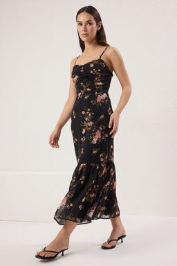 TRENDYOLMILLA Siyah Cicekli A Kesim Maxi Dokuma Elbise TWOSS25EL00723  фото 3
