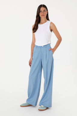 Kad_n Mavi Loose Fit Kanvas Pantolon