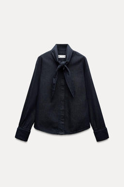 ZW COLLECTION DENIM SHIRT WITH BOW - Zara фото 5