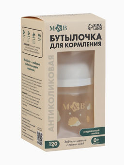Бутылочка для кормления, широкое горло Ø50 мм, +0мес., 120 мл, M&B