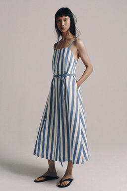 VESTIDO MIDI RAYAS ZW COLLECTION / Azul / Blanco