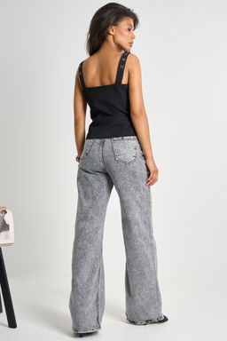 Топ корсет с люверсами на бретелях черный - Fly фото 8