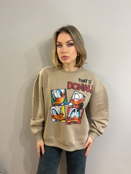 K12311 Свитшот OVER SIZE (плотный хлопок) БЕЖЕВЫЙ