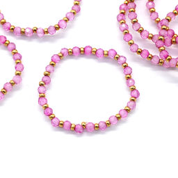 Кольцо на резинке с турмалином розовым шарик 2мм Радуга камня