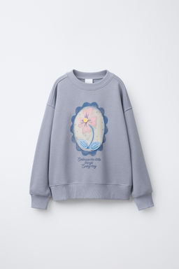 FLORAL PRINT SWEATSHIRT WITH CROCHET DETAIL