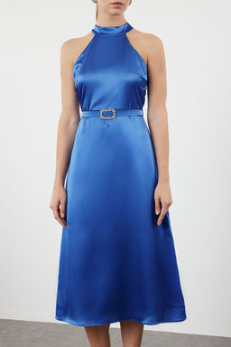 Saks A-Kesim Parlak Tas Toka Detayl? Dokuma Saten Elbise TPRSS24EL00238 - Trendyolmilla фото 3